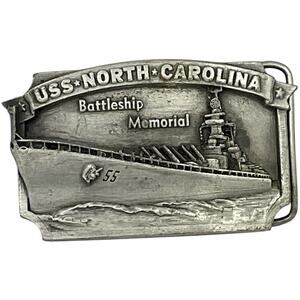 Siskiyou USS North Carolina Belt Buckle Mens Vintage Collectible Battleship